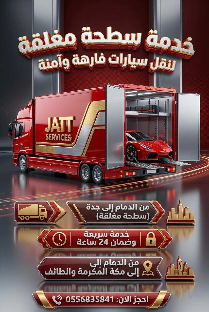 سطحة مغلقة لنقل السيارات الفارهة من الدمام إلى جدة ومكة المكرمة والطائف مع خدمة 24 ساعة.